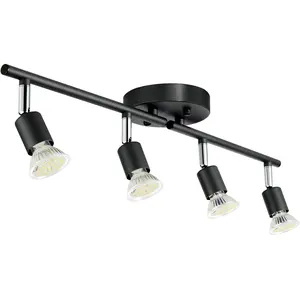 VEVOR 4-Light LED Track Lighting Kit, Ceiling Spot Light with Rotatable Light Arms and Heads, 24.8" Track Lighting Fixture, Included 4 GU10 3000K Bulbs for Indoors Exhibition, Kitchen, Living RoomVEVOR Super Brand Day