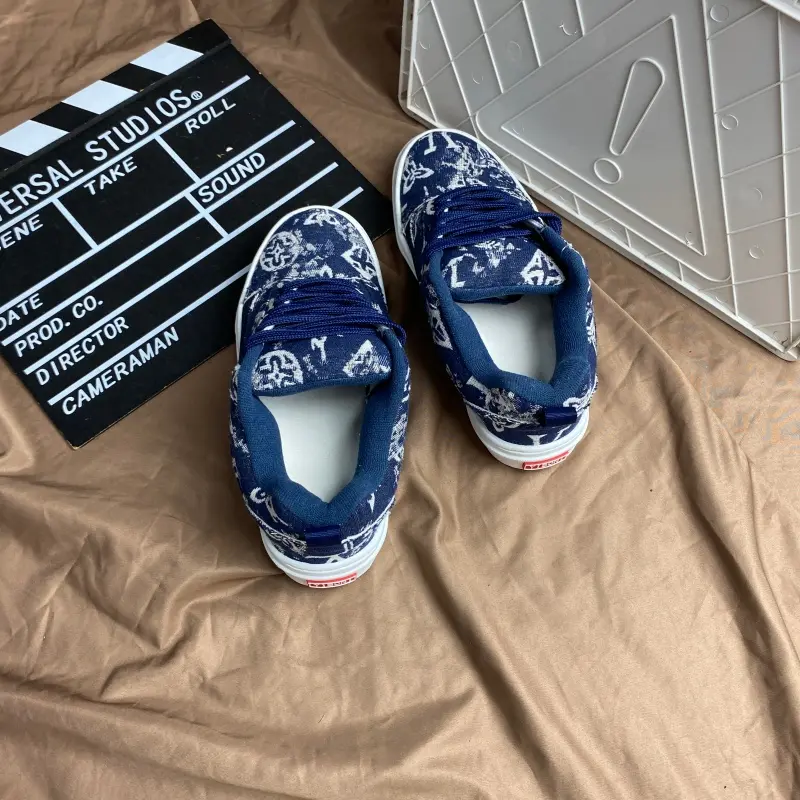 Unisex Blue Chunky Bread Loafer Sneakers - 2026 Trendy Round-Toe Lace Casual Sneaker Trainers, Breathable Mesh Lifestyle Footwear, All-Seasons Student Commute Shoes, Plus Size 35-48, Chunky Sneakers, Casual Sneaker Trainer