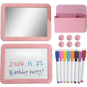 Locker Accessories for Girls, Small whiteboard, 5"x7" Mirror, Pen Holder, 6 , 8 Colored Markers, Suitable for School lockers,  to School use