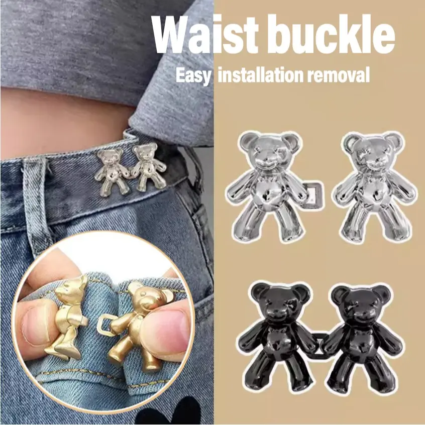 Cute cartoon bear jeans buckle pin waist cinched belt fastening clothes waist pin brooch sports belt