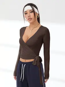 Women's Slim Fit High Elasticity Nylon Long Sleeve Cardigan, Casual Sporty Drawstring Sweater for All Seasons, Cx098