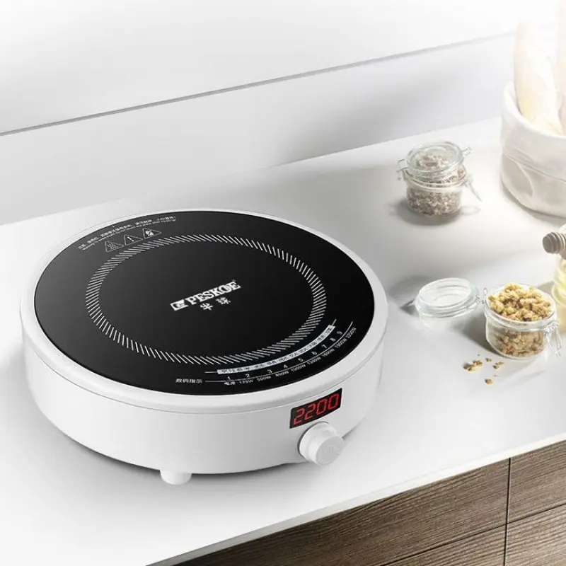 Round Shape Smart Induction Cooker Set - Compact and Stylish, Energy Efficient, Home-Use Model with Integrated Battery Stove, 26*8cm Lightweight Design, Auto Shut Off, Hot Pot Mode, Stir-Frying, Dorm & Family Daily Cooking