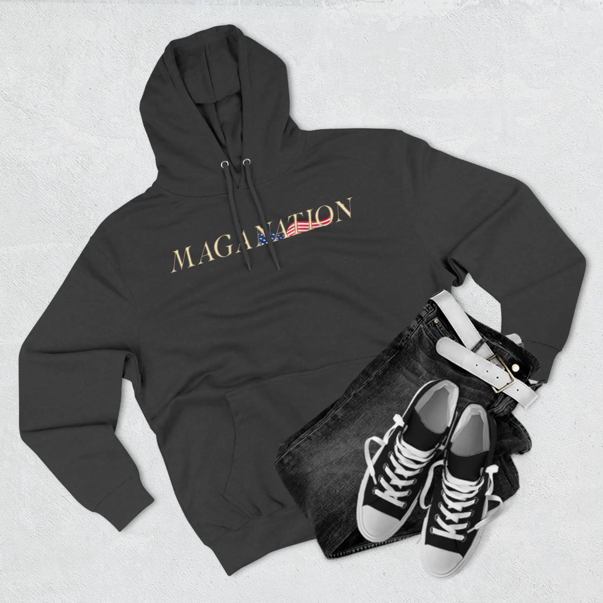 MAGA NATION Unisex Fleece Hoodie Sweatshirt, MAGA Hooded Sweatshirt, Patriotic MAGA Hoodie, Pullover Tops Long Sleeve Comfort
