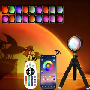 Sunset Projection Lamp 16 Preset Colors Sunset Lamp Projector Tiktok Lights with Remote and App Controlled 360 Degree Rotation USB Sunlight Lamp Christmas Party Gifts Idea for Girls Women