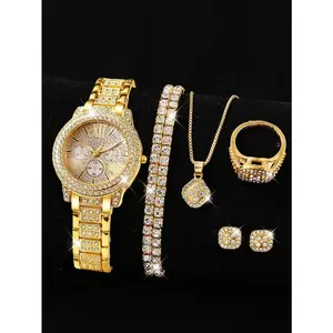 6 alloy watch sets - versatile and elegant. 1 smooth alloy watch+5 matching accessories, the cohesive design exudes exquisite refinement. Fashion Watch Set