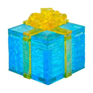 3D Crystal Puzzle - Gift Box (Blue with Yellow Ribbon): 38 Pcs