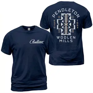 Pendleton Western Aztec T-Shirt, Pendleton Woolen Mills Graphic Tee with Large Tribal Cross Back Print, Vintage Ranch Style Shirt, Country Western Outfit and Gift for Men and Women.
