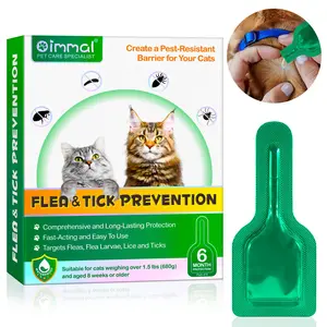 Cat Flea & Tick Prevention Drops, 6 Counts/box Gentle & Non-irritating Cat Deworming Solution for Kittens and Adult Cats, Pet Supplies
