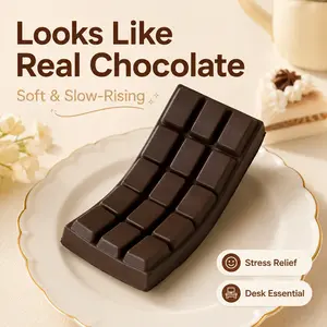 Chocolate Bar Squishy Stress Relief Item, Soft Slow-Rising Dessert Style Desk Accessory, Cute Sensory Handheld for ASMR, Anxiety Relief, Office, Study, Gift