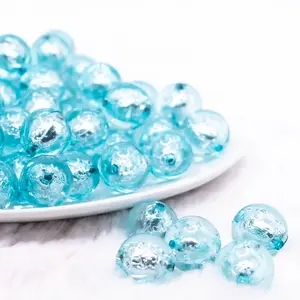 16mm Blue Foil Bubblegum Beads