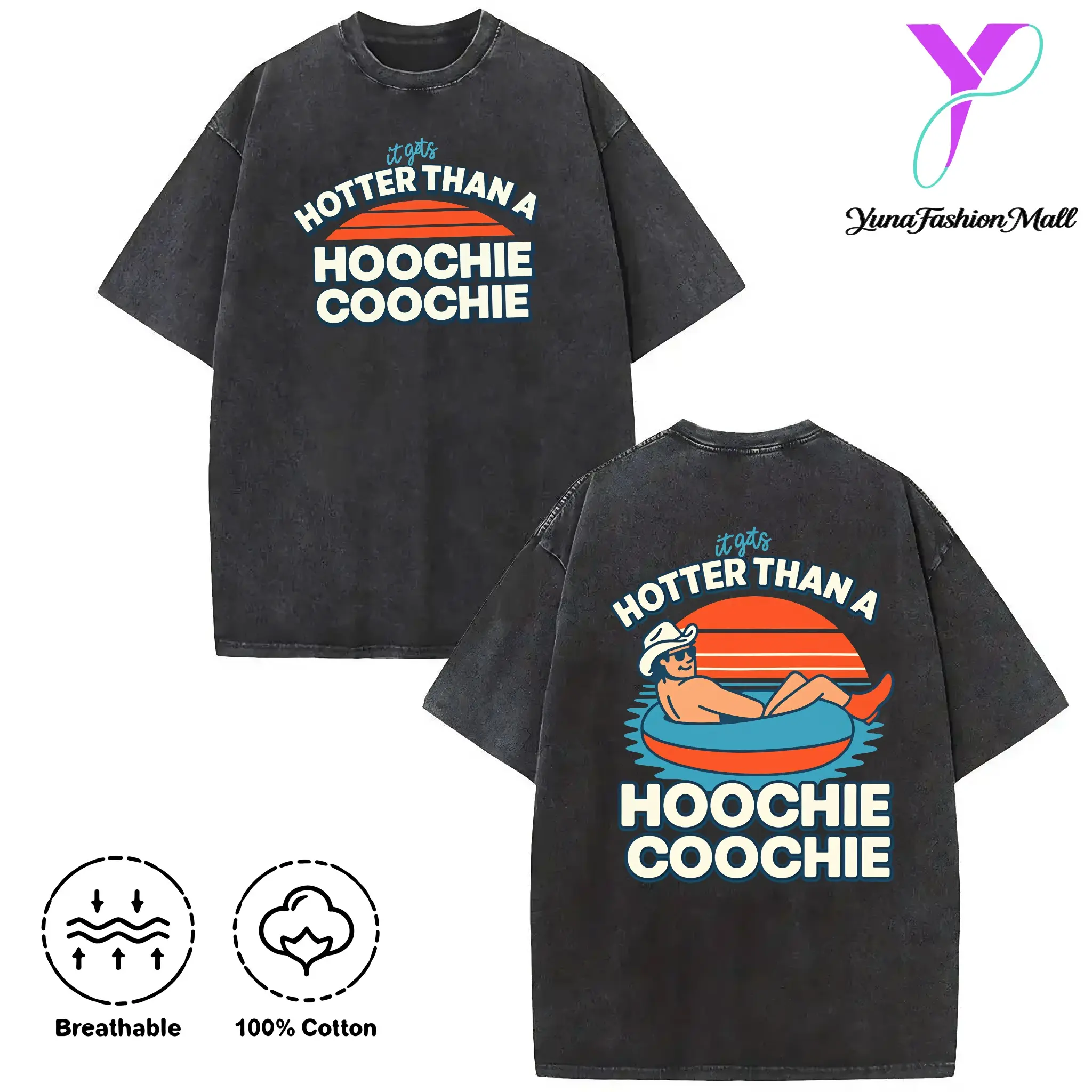 Washed T-shirt, 100% cotton, double-sided printed design Vintage Hotter Than A Hoochie Coochie Retro Shirt, Meme SummHotter Than A Hoochie Coochie T-shirt, Funny Meme Summer Vacation Tshirt, Music Lover Tshirt, 90s Country Music, Trendy Viral Summer Tee T