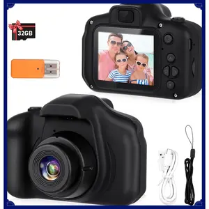 Kids Camera,HD Digital Video Camera,Childrens Toys for 3 4 5 6 7 8 9 Year Old Boys/Girls,Selfie Camera for Kids,Christmas Birthday Gifts with 32GB SD Card (Black)(Gag Toys & Practical Jokes)(Gag Toys & Practical Jokes)