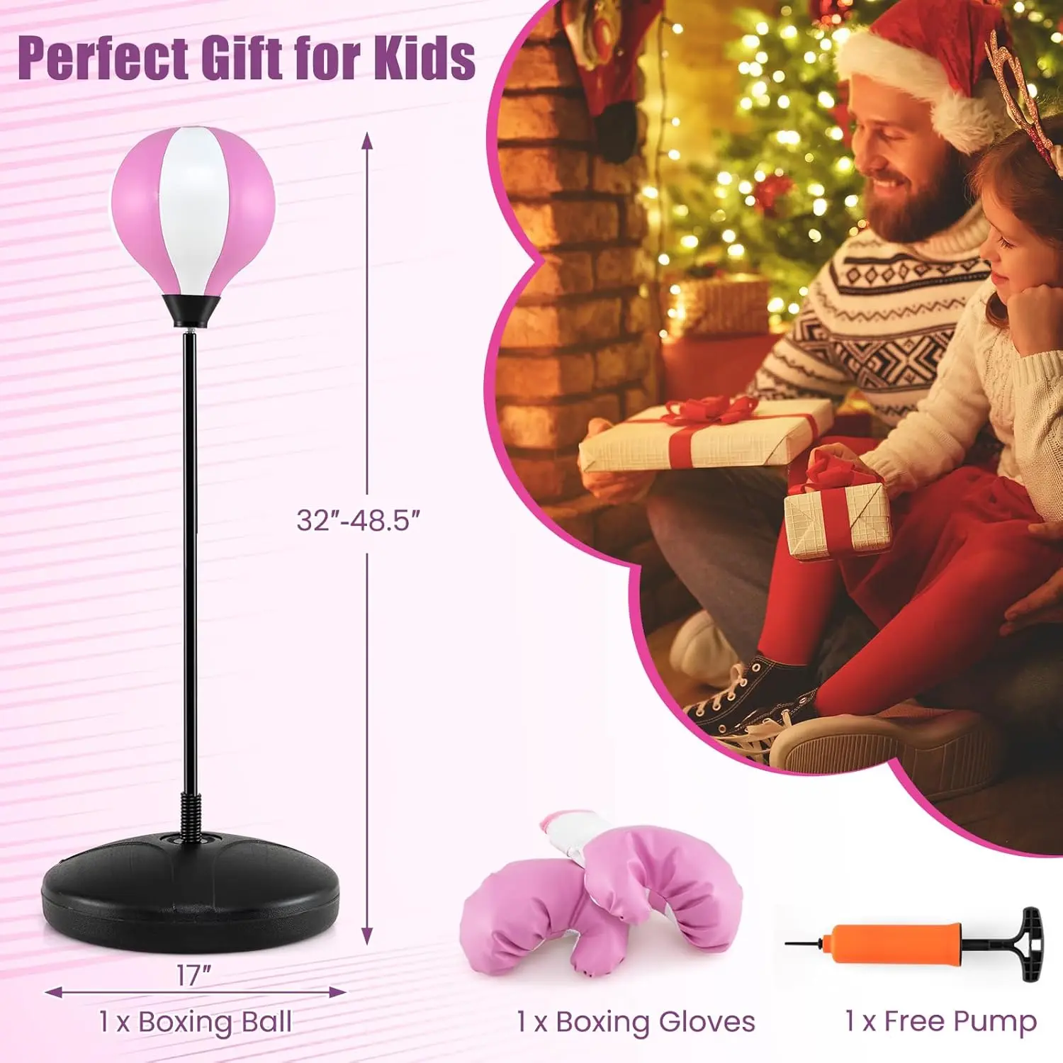 Pink,32” to 48” Adjustable Height