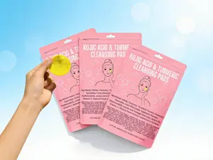 PHOR ESSENTIALS Kojic Acid & Turmeric Cleansing Pads 2PCS Gentle Exfoliating Face Pads for Dark Spots Sensitive Skin Brightening & Smoothing Daily Use 3Pack - Lemon, Cleanser
