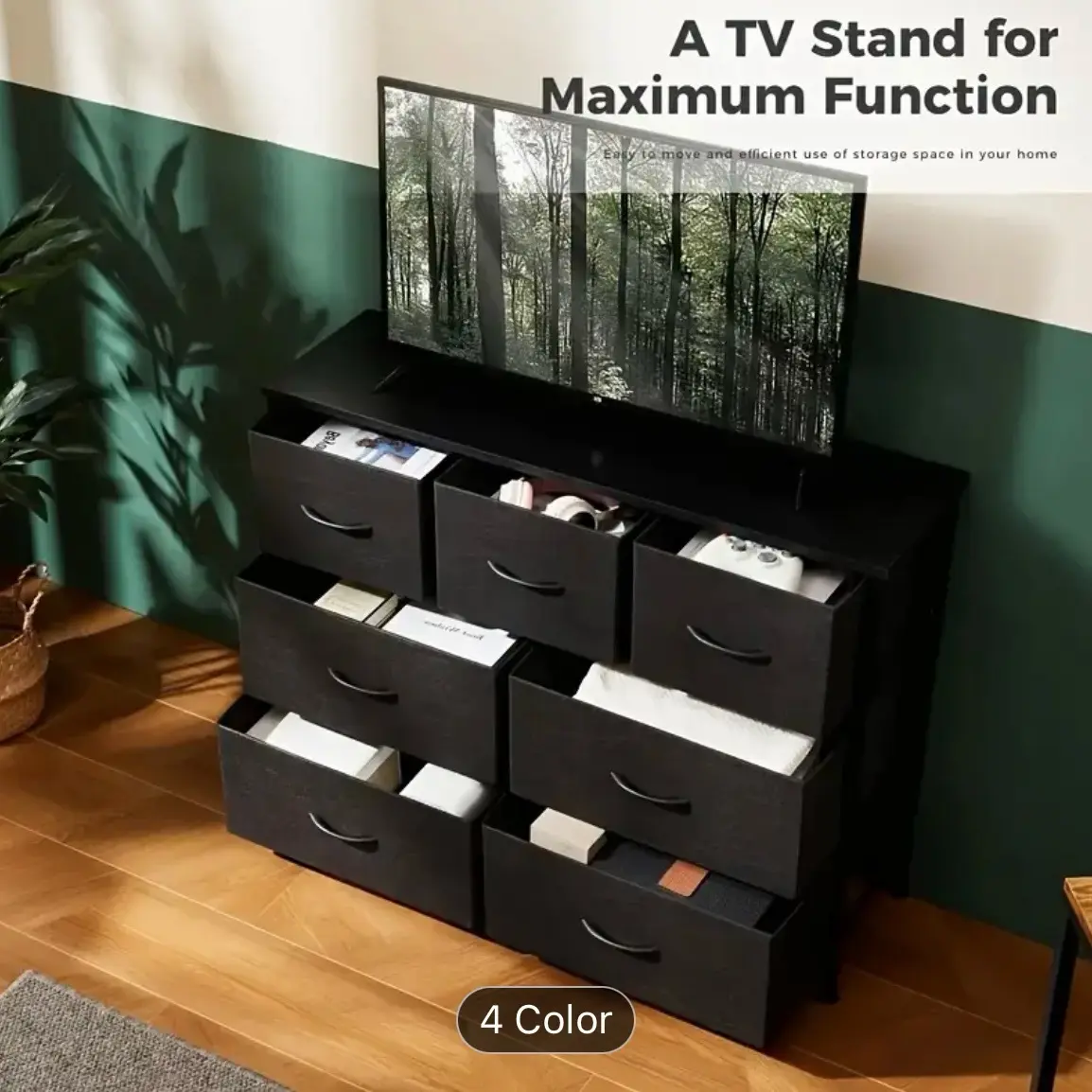 Bedroom Dresser With 7 Storage Drawers For Restaurant, TVStand Fabric Storage Tower, Chest Of Drawers With Fabric BinsFor TV Up To 45 Inches, Suitable For Hotel Room, Closet Boxes Organiser Lightweight