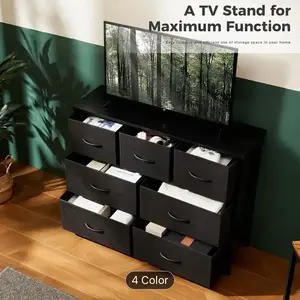 Bedroom Dresser With 7 Storage Drawers For Restaurant, TVStand Fabric Storage Tower, Chest Of Drawers With Fabric BinsFor TV Up To 45 Inches, Suitable For Hotel Room, Closet Boxes Organiser Lightweight