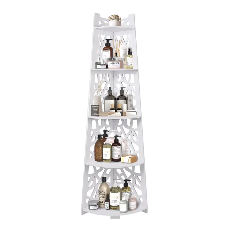 WGCTEK Corner Shelf Stand Storage Organizer Great for Bathroom Waterproof Shelf Stand Corner Shelf Perfect for Small Space White