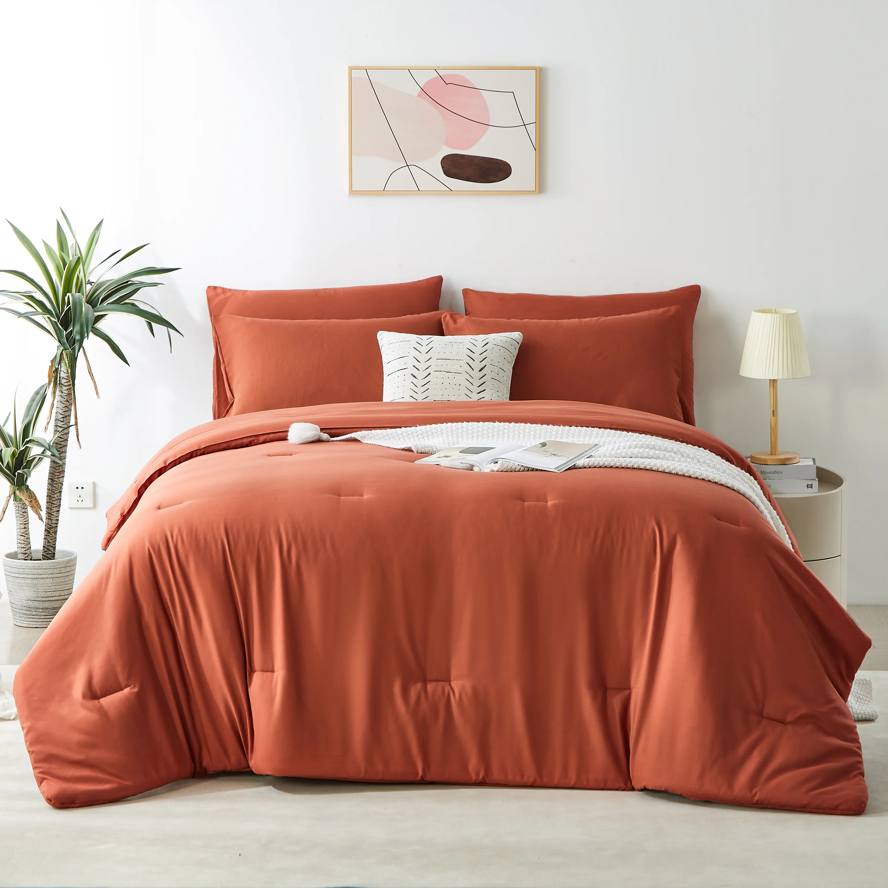 Comforter Set 3 Pieces Soft Bedding for All Seasons with Pillow Shams