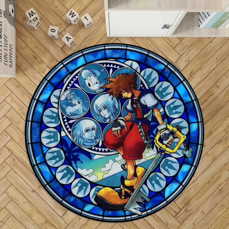 Colorful Glass Round Carpet, Cartoon Creative Decorative Playful Home Decor Mat, Indoor Rug, Game Room Bedroom Living Room Kitchen Universal, Holiday Gift Choice, Cartoon Pattern Soft Rug
