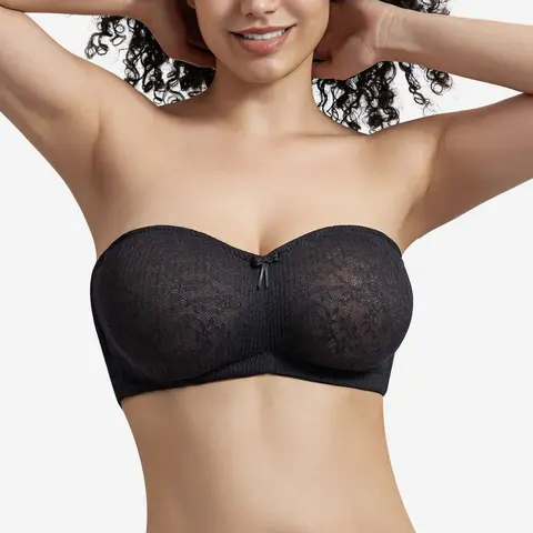 WMBras Bella Women's AirEase Strapless Strapless Bandeau Bras Non Slip Bras Push up Underwire Unlined Bras Supportive Tube Top Bras