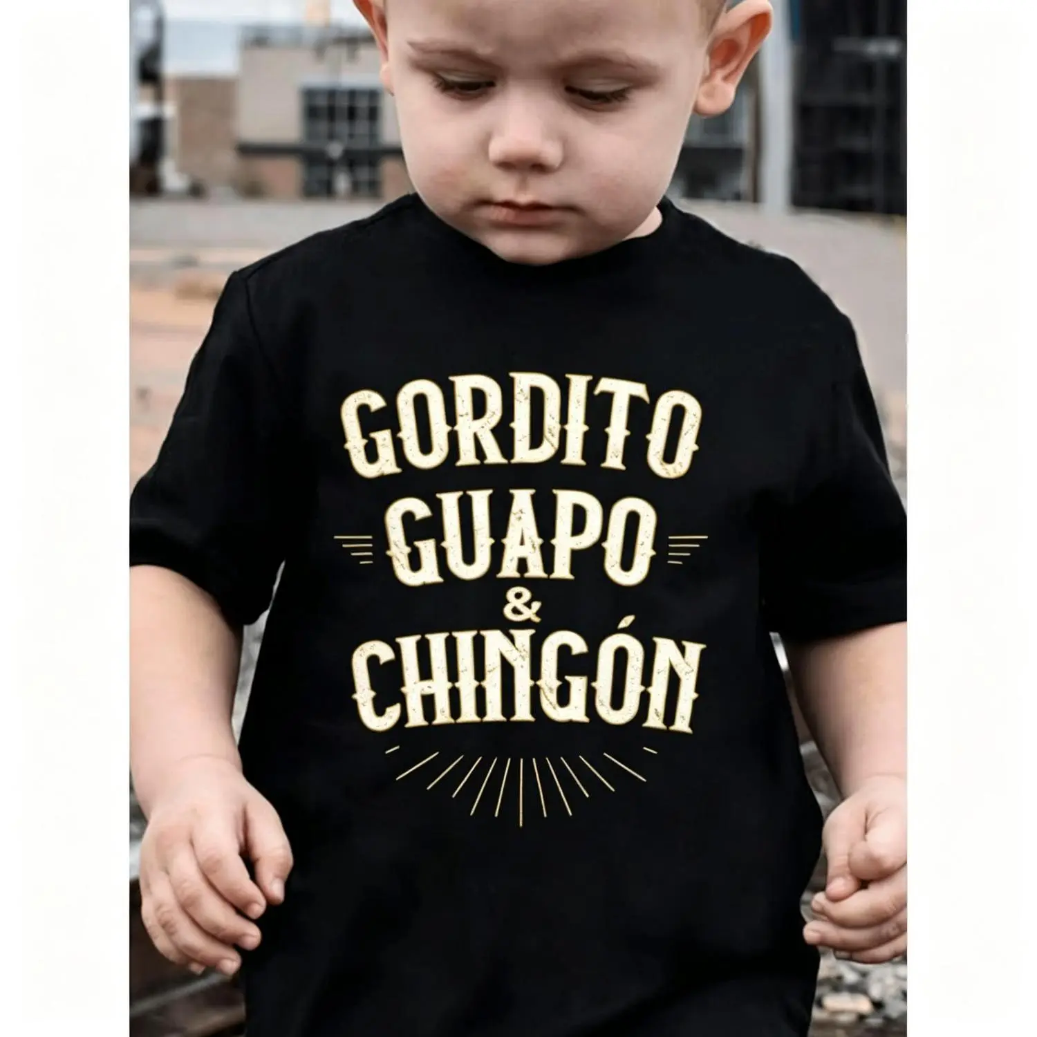 Adorable Mexican Style Toddler Tee Featuring Chubby Cheeks Handsome and Awesome Slogan Perfect Casual Cotton Wear for Birthdays and Holidays