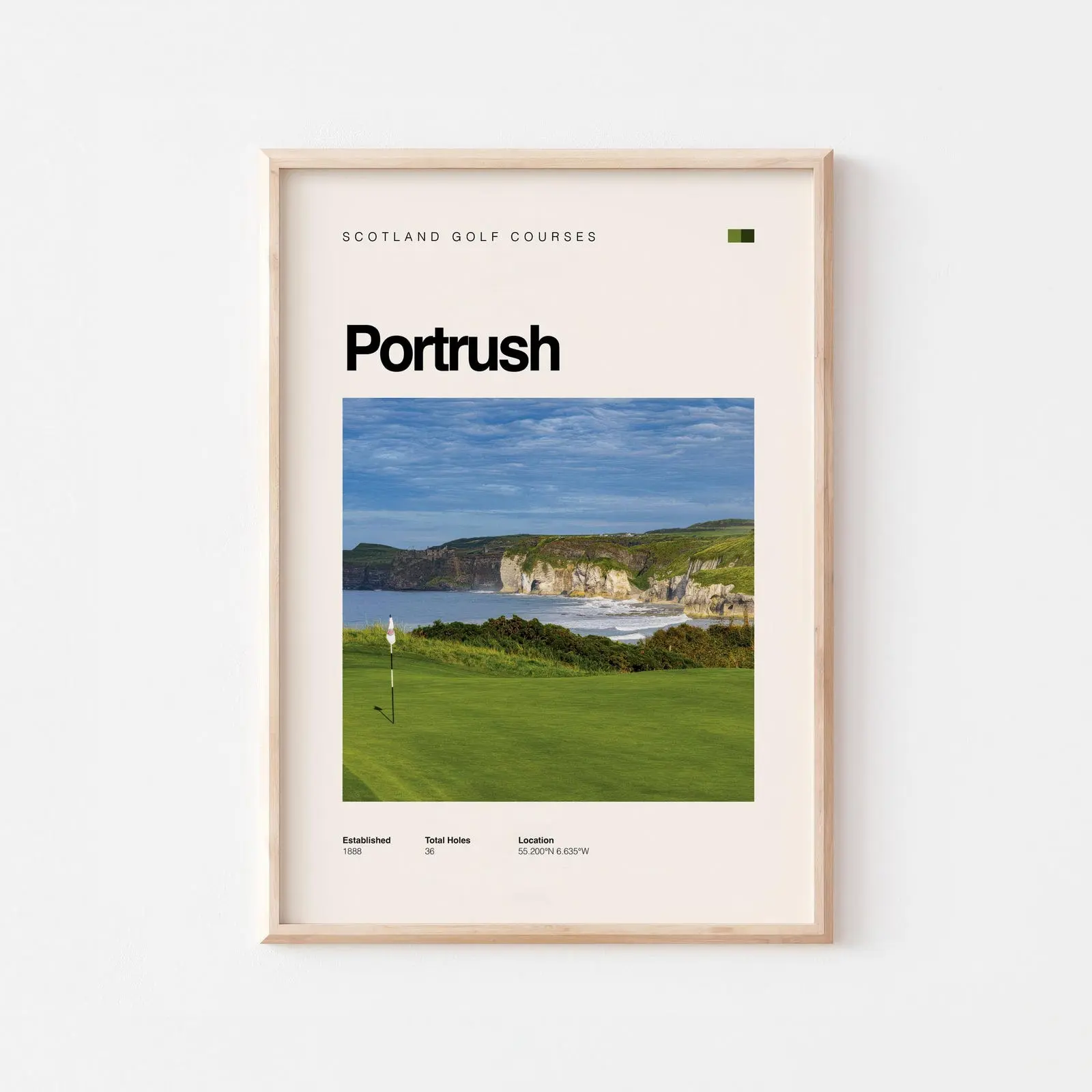 Royal Portrush Golf Course Poster, Golf Minimalist Travel Poster Artistic Decor