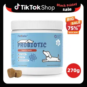 PETLALA 8-in-1 Multivitamin Soft Chews for Dogs – Probiotics for Gut, Gas & Digestive Support – Immune Support + Prebiotics & Enzymes, Pork Flavor, 90 Soft Chews Canine Nutritional Supplement Natural