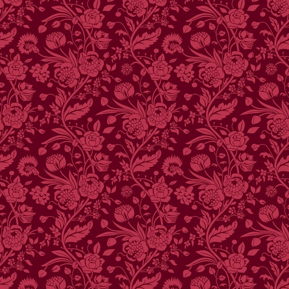 Floral Red on Red Quilting Cotton Fabric