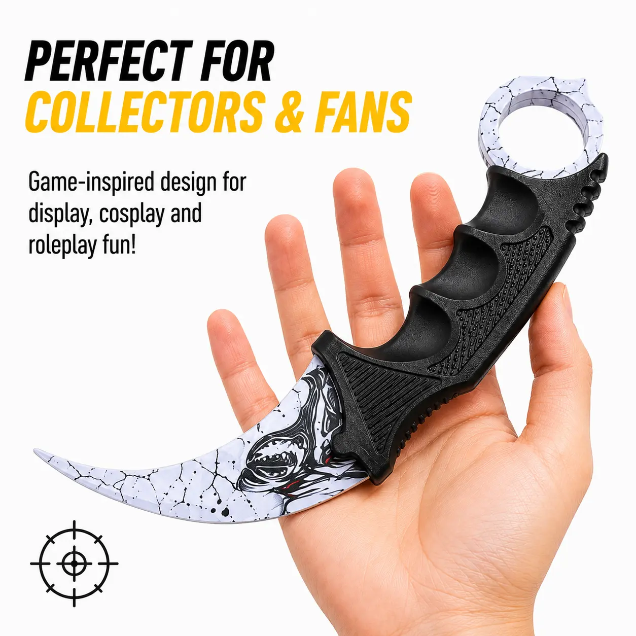 Plastic Karambit Style Gaming Cosplay Prop, CSGO Inspired 20cm Curved Claw Display Accessory, Lightweight Unsharpened Roleplay Prop for Desk Decor, Halloween Costume & Game Fans