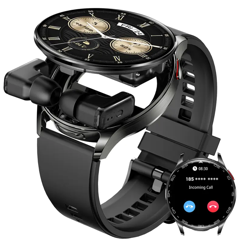 JELLOO T97 Wearable Wireless Smartwatch with Magnetic Bluetooth Earphones - Silicone, Metal & Plastic Wearable Tech, 100+ Sports Modes, Call Reception, Music Player, Step Counter, Timer, IPS Screen, Android Compatible, Adult Gift, Electronic Gadget