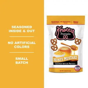 Honey Mustard Knotty Pretzels 1PK - The Official Pretzel of Beer | 7.5oz Bag | Addictively Crunchy & Flavorful | Made in USA