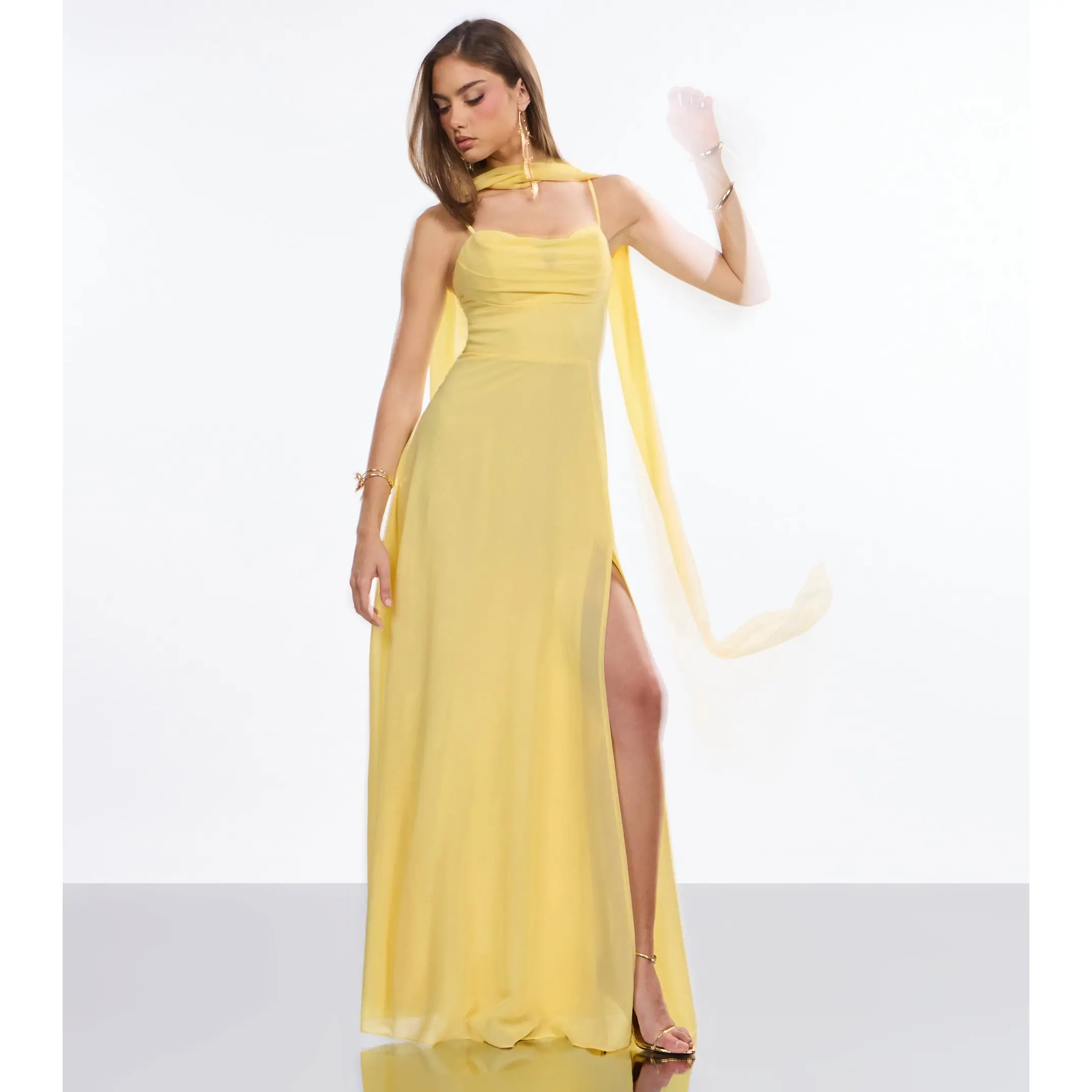 Cassidy Scarf Neck Chiffon Formal Dress