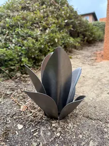 Handcrafted Steel Agave Pup Sculpture, 8" Desert Yard Art, Southwest Garden Decor