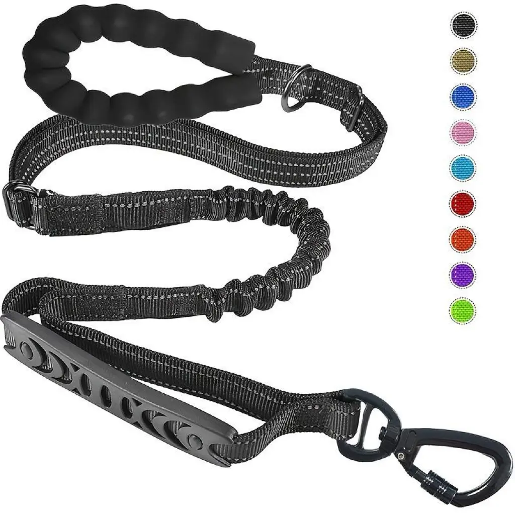 4-in-1 Transformable Elastic Dog Leash for Medium-Large Dogs - Elastic Strap, Strong Short Training Handle with Foam Grip, Choke-Free for Sudden Pulls, Striped Pet Supply Leash & Harness, Leads & Harnesses