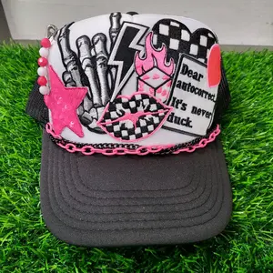 Dear Autocorrect It’s Never Duck foam snapback trucker hat in black and hot pink. funny