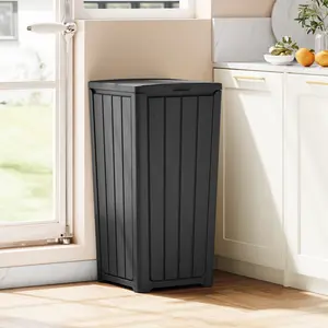 Outdoor Trash Can with Lid Waterproof Resin Garbage Can with Tiered Lid Outside Trash Bin for Patio Kitchen Backyard or Deck RIWENGO