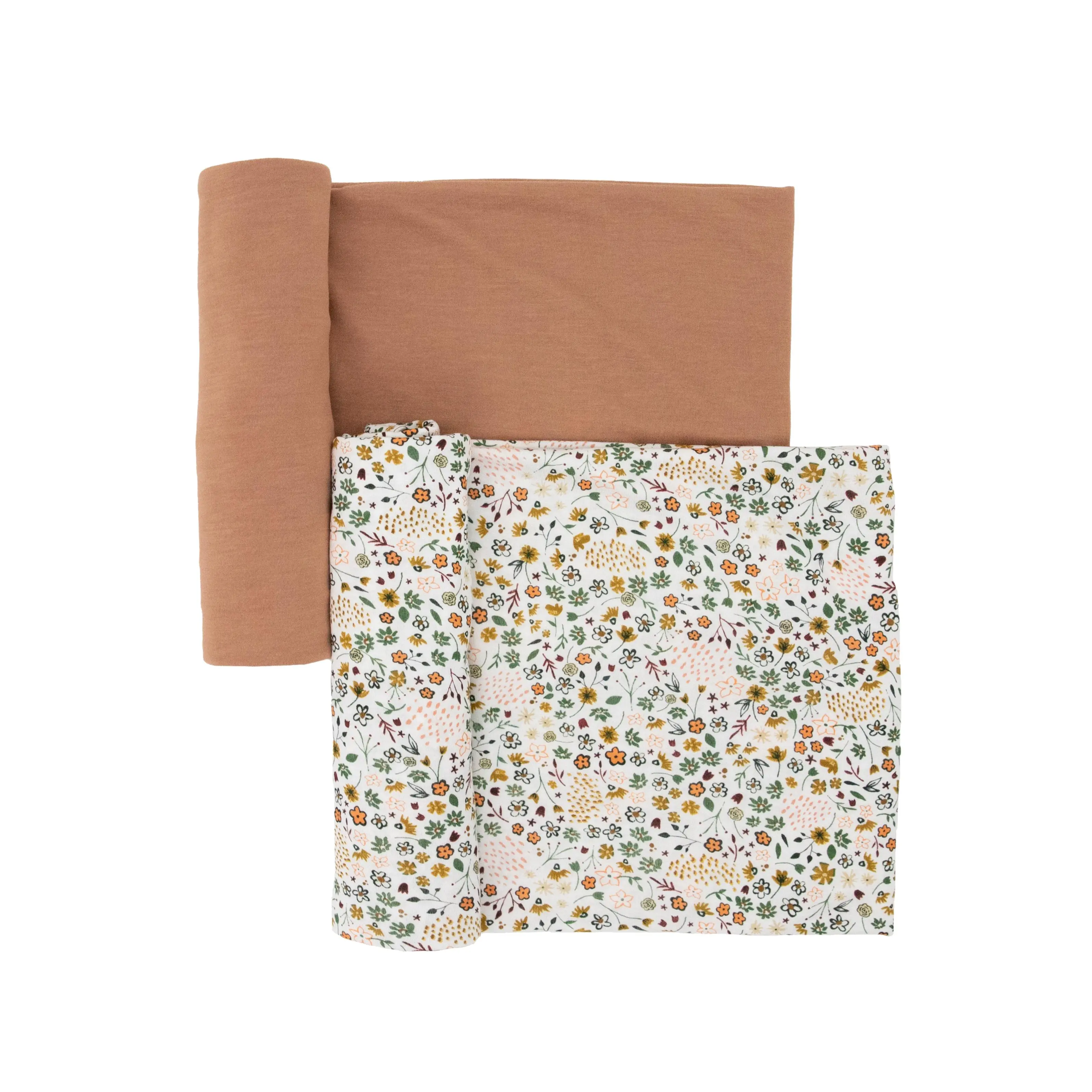 Premium Soft Baby Stretch Knit Swaddle Blanket, 2-Pack - Pressed Petals