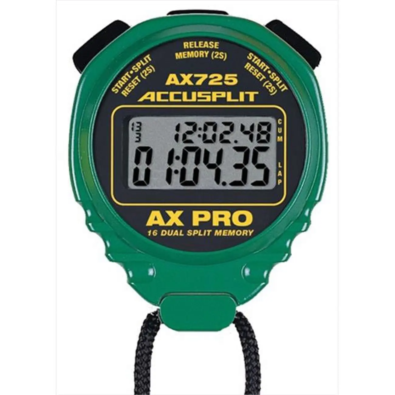 Accusplit Professional Dual Line 16 Memory Pro Stopwatch with Green Case