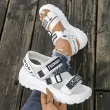 Women's Platform Design with Buckle Strap, Casual Daily Shoes, Adjustable Buckle Sandals, Summer Elevated Sandals for Outdoor & Sports