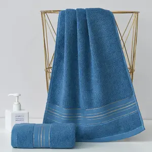 Solid Color Striped Pattern Thicken Face Towel, Portable Water Absorbent Cleaning Bath Towel, Bathroom Supplies for Face Grooming Bath Washing