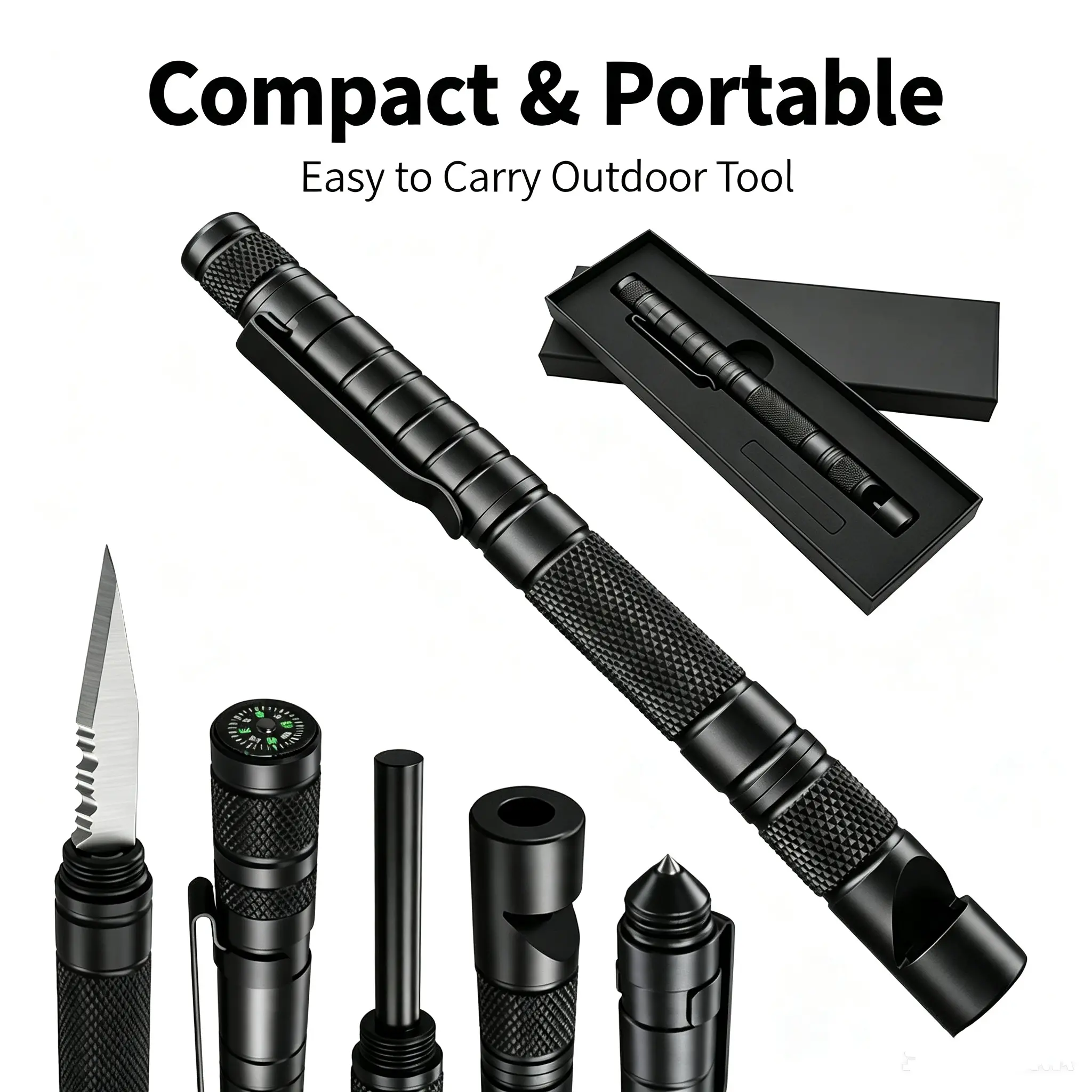 Portable Outdoor Fire Starter Ferro Rod with Survival Whistle Multifunctional outdoor survival tool