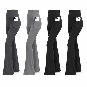 4PCS Women's Flared Leggings with Pockets Women's Flared Sweatpants Fitness Leggings Butt Lifting Fitness Yoga Leggings Track Sporty Pants Grey Sweatpants Women Streetwear Durable Stretchy Exercise Pants Activewear Outdoor Season Versatility tiktokshopspr