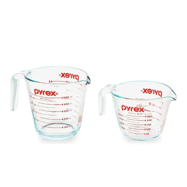 2 Pack Glass Measuring Cups Set 1 Cup & 2 Cup, Heat Resistant Measuring Cup for Baking Cooking Prep, Microwave Safe, Dishwasher Safe, Kitchen Measuring Tools