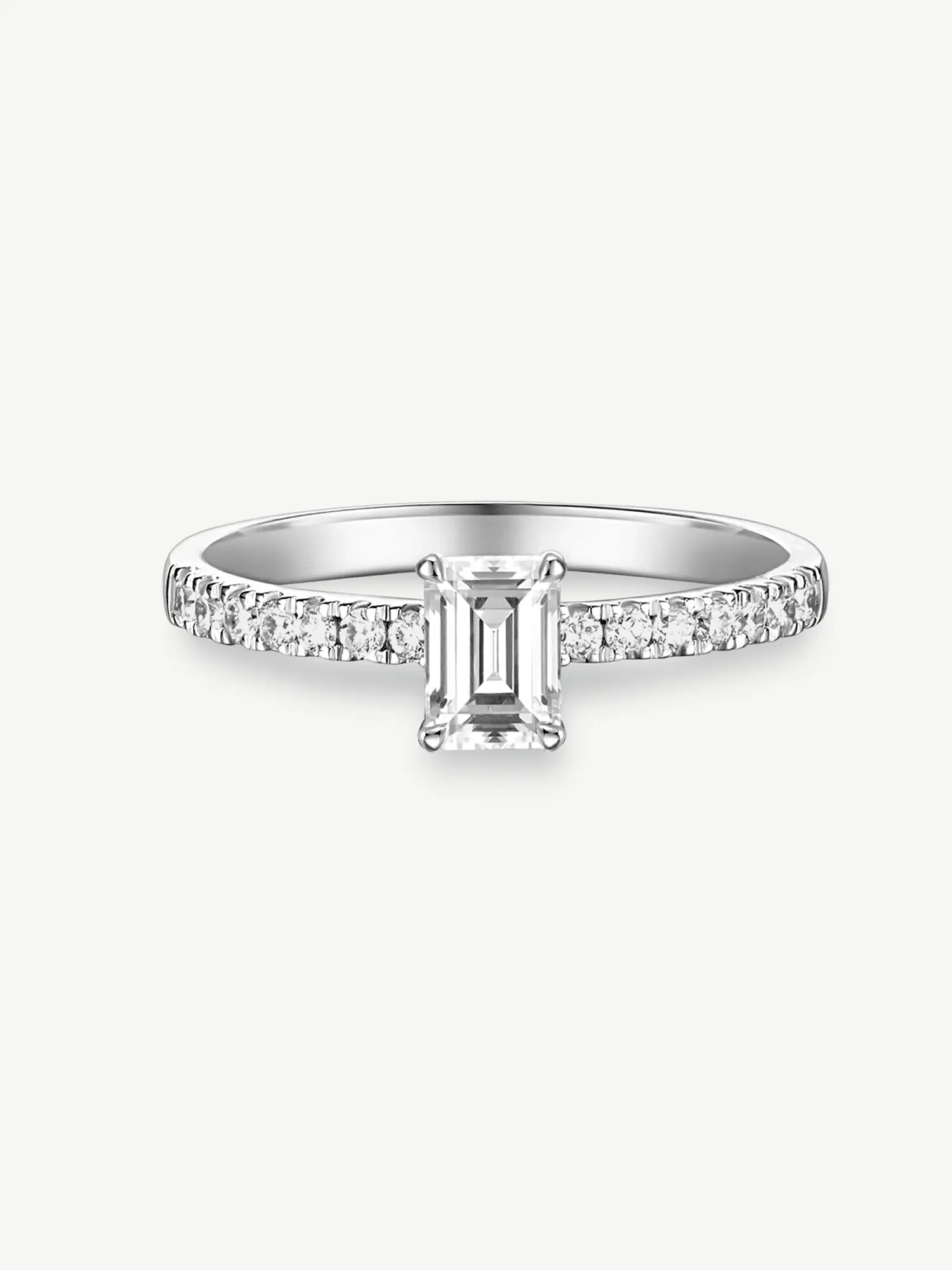 "Radiant Muse" Emerald-Cut Lab Grown Diamond Ring in Sterling Silver Engagement Anniversary Wedding Ring for Women (0.3-1 Carat)