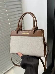 Stylish Color-Block Women's Tote Bag, Spacious Shoulder & Crossbody Design, Perfect Mother's Day Gift for Fashionable Ladies, Everyday Shoulder Bag, Pu Tote Satchel