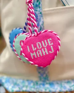 I Love Mahj Needlepoint Bag Charm