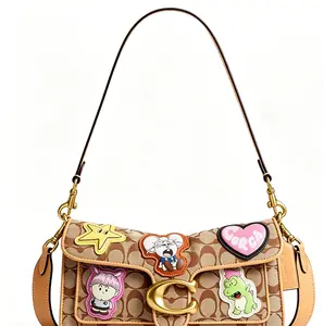 COACH x BRAIN DEAD joint model Soft Tabby 26 classic logo hardware fabric and leather shoulder bag medium size women's khaki