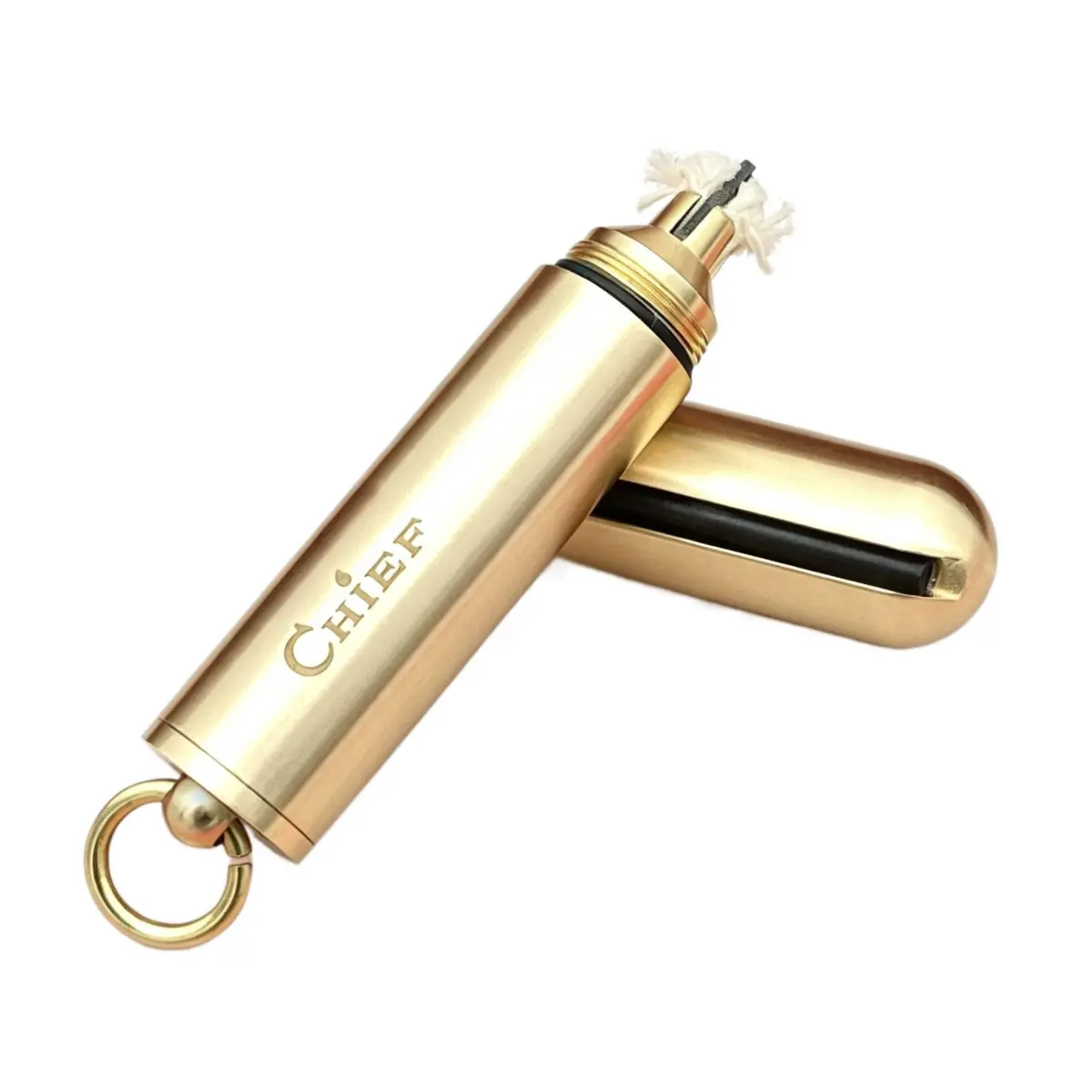 Compact Vintage Fire Striker for Camping, Solid Brass Reusable Kerosene Lighter, Waterproof Keychain Tool for Outdoor Emergency & BBQ Party, Camping Supplies, Outdoor Camping Equipment