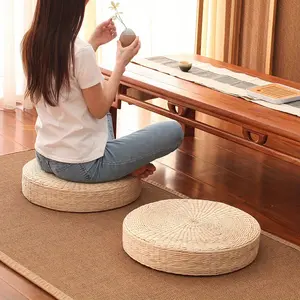 Padded Floor Cushion Measuring, Ideal for Sitting And Meditation, Featuring a Braided Design Suitable for Buddha Practices