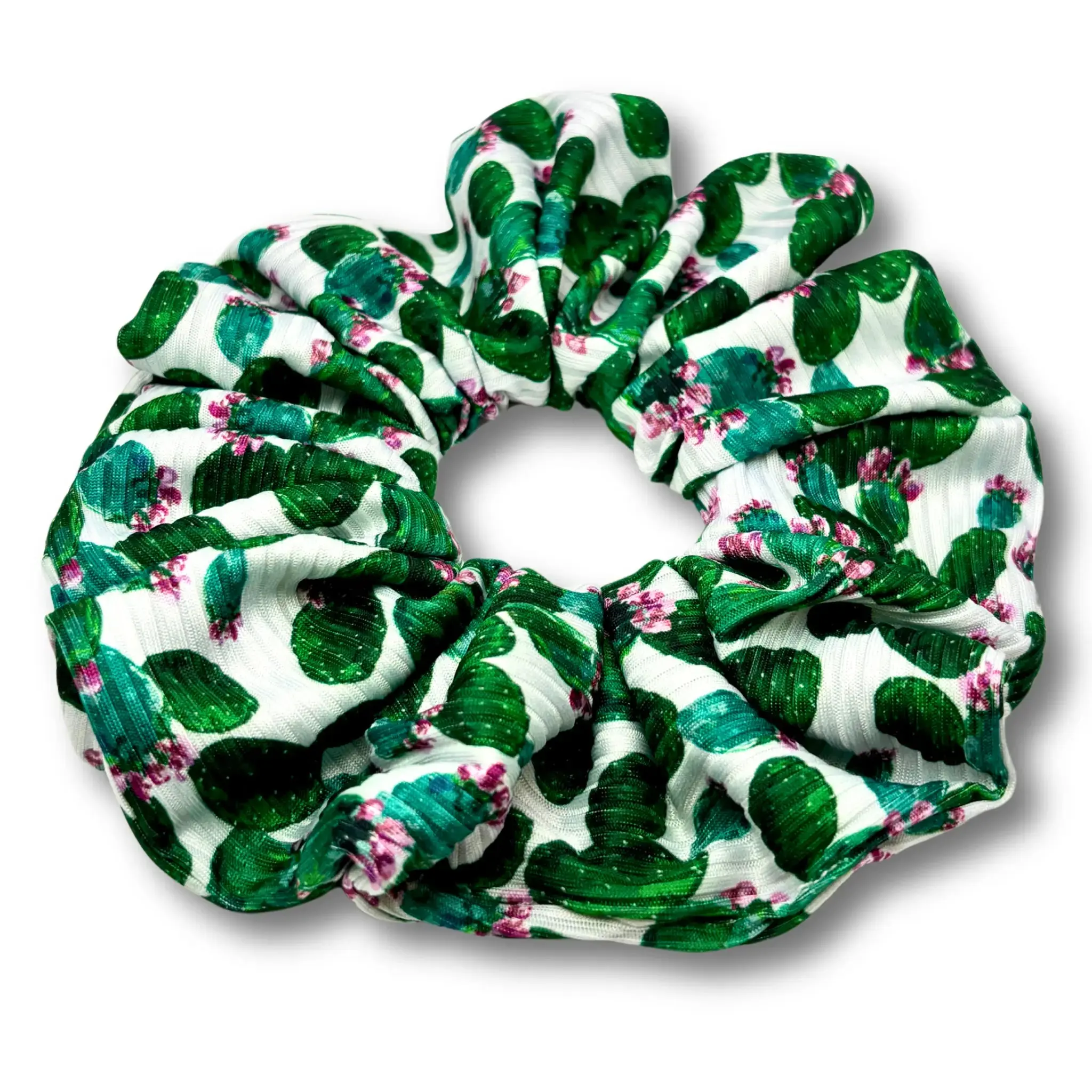 Prickly Pear Cactus Ribbed Scrunchie